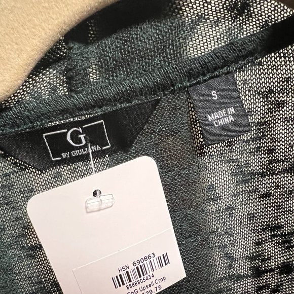 G Giuliana Cropped Cascade Cardigan Women's Spruce Green Small Lightweight NWOT - Picture 7 of 8